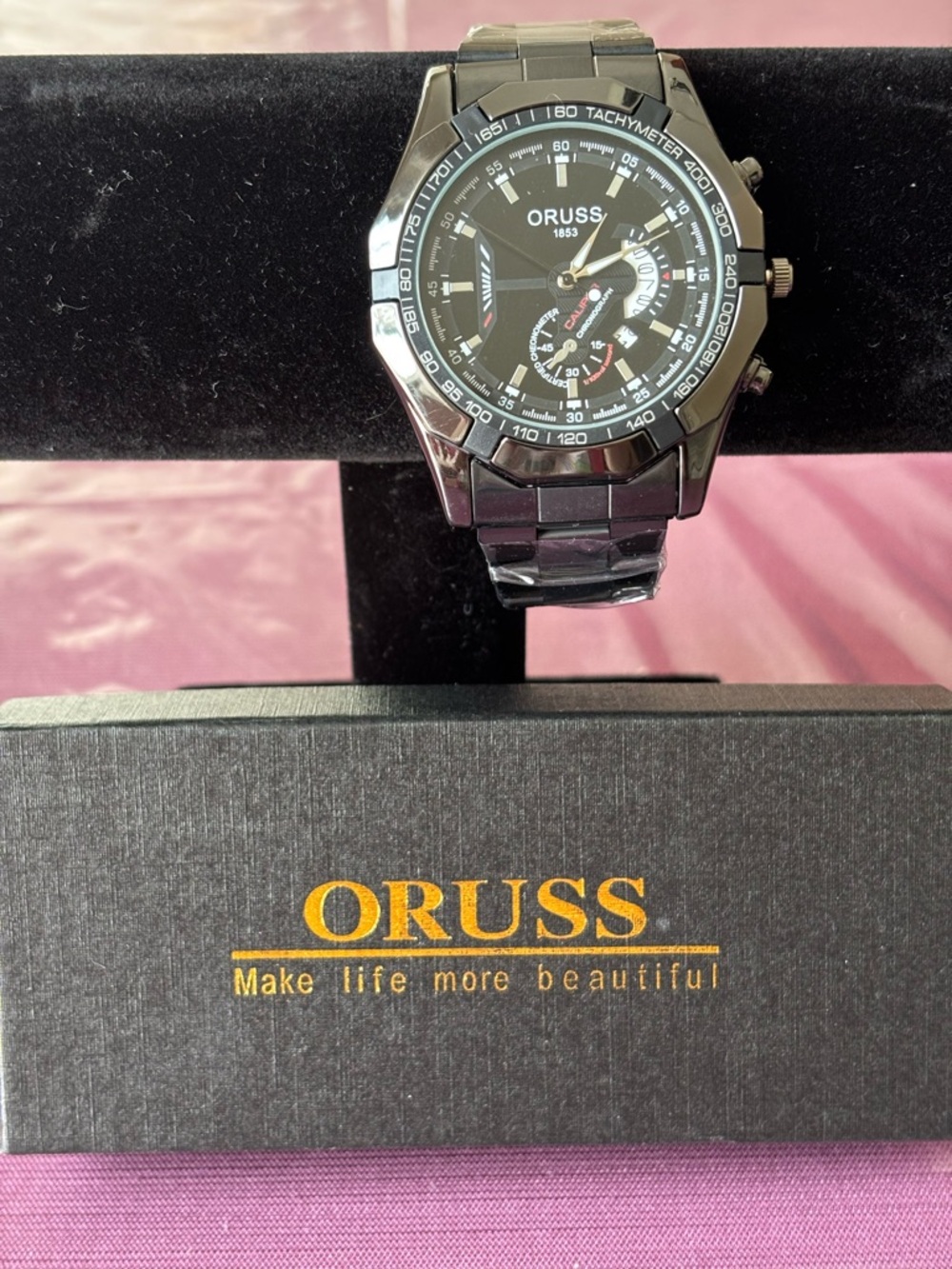 Oruss 1853 Analog Quartz Men's Watch Black Dial